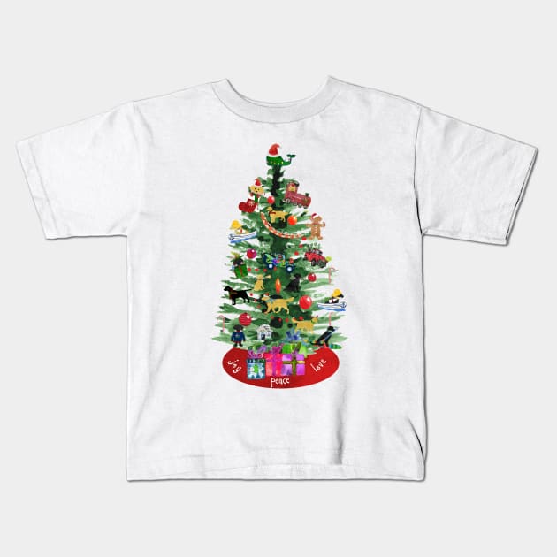 Preppy Dog Christmas Tree Kids T-Shirt by emrdesigns